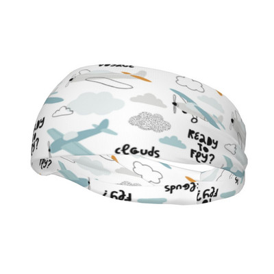 Animaciniai Lėktuvai Prakaito juostelės Stretch Trenir Prakaito galvos juostos moterims Vyrams Galvos apvyniojimas Plaukų Tvarsčiai Sporto salė Fitnesas Joga Prakaito prausimosi juostos