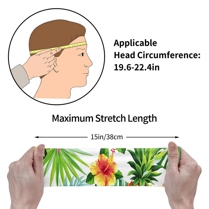 Vasaros atogrąžų palmių lapų prakaito juostos Prakaito juostos, neslystančios ananasų plaukų tvarsčiai Sporto salė Fitneso joga plaukams prakaito juosta