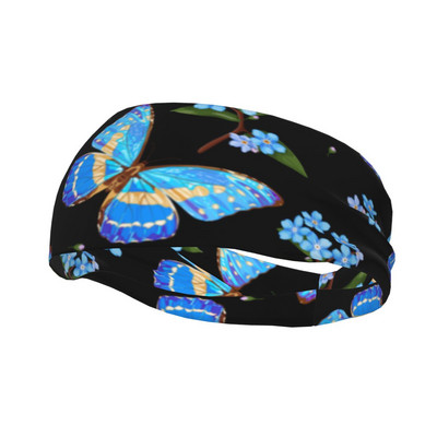 Neužmirštuolės gėlės ir drugeliai, moteriškos vyriškos, sportinės galvos juostos, neslystančios bėgiojimas, krepšinis, bėgimas, plaukų juosta Galvos skara