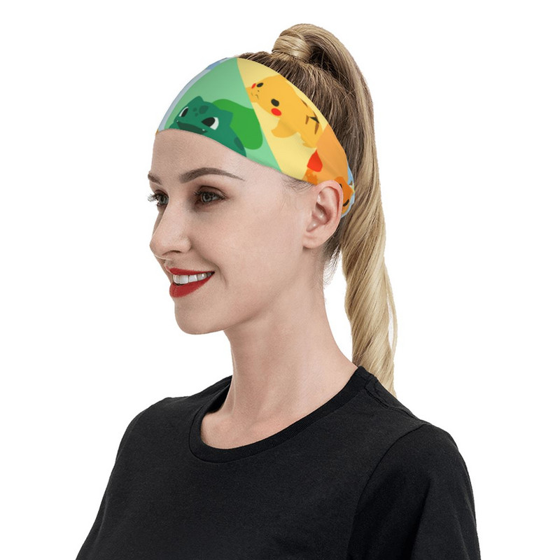 Mielas animacinių filmų „Bokemon Anime Plaid“ vyrų prakaito juosta Galvos juosta neslystanti teniso treniruoklių salės plaukų juosta, prakaito tvarstis