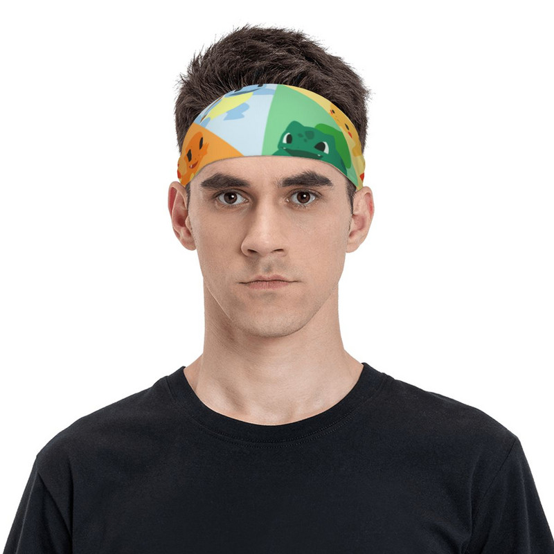 Mielas animacinių filmų „Bokemon Anime Plaid“ vyrų prakaito juosta Galvos juosta neslystanti teniso treniruoklių salės plaukų juosta, prakaito tvarstis