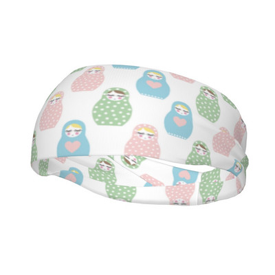 Matryoshka Russian Doll Prakaito juostelė Elastinė prakaito juostelė moterims Vyrų galvos apdangalai Plaukų tvarsčiai Sporto salė Fitneso Joga Plaukų Prakaito juosta