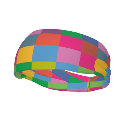 Šaškinio languoto prakaito juostos Elastinės bėgimo prakaito galvos juostelės, skirtos Unisex galvos apvyniojimui plaukų tvarsčiu Gym Fitneso jogos plaukams prakaito juostos