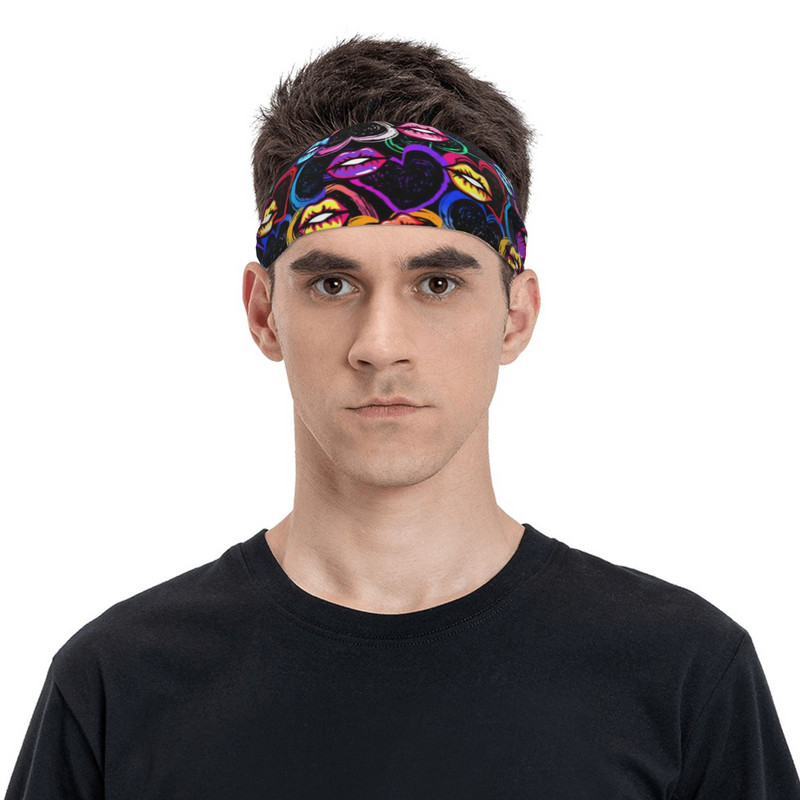 Lip Bike Cycling Sweatbands για γυναίκες Ανδρικά Πολύχρωμα ελαστικά ιδρώτα Επιδέσμους κεφαλής Yoga Αντιολισθητικό τουρμπάνι για τα μαλλιά
