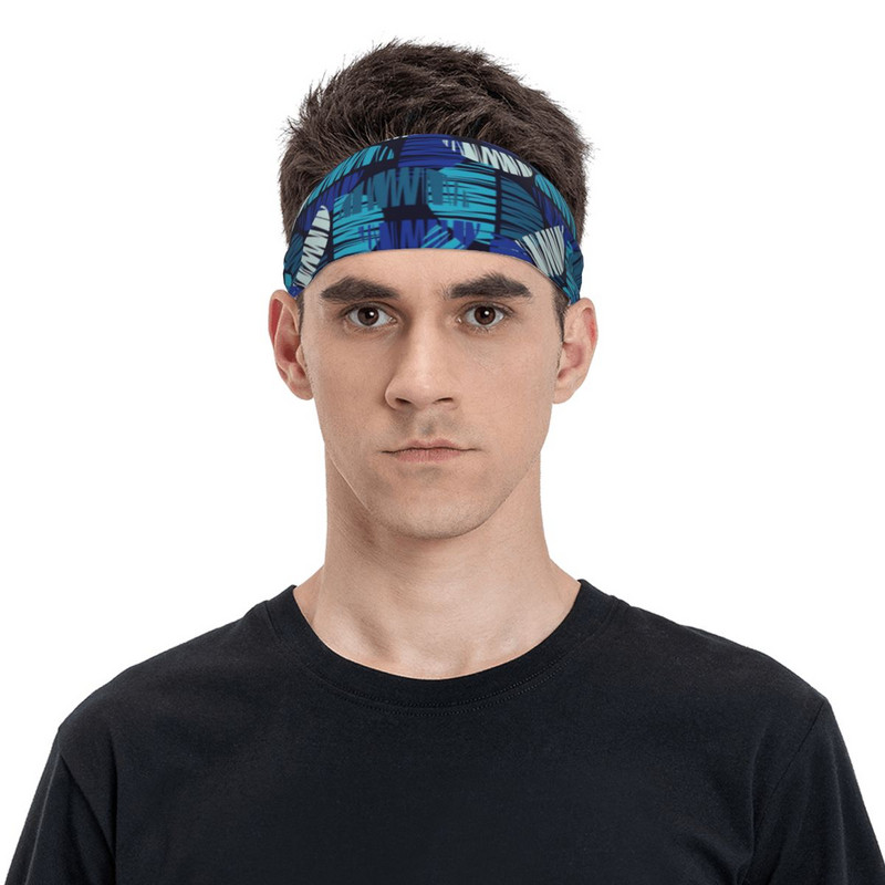 Geometrinis raštas Moterų vyrų prakaito juosta Sportinė galvos juosta elastingumas dviračių joga sportinė plaukų juosta Retro miesto prakaito tvarstis