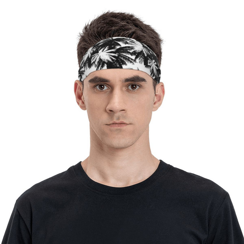 Banda de transpirație tropicală retro pentru palmier unisex Bandă de transpirație elastică pentru yoga volei Bandaj de păr Bandaj pentru cap Benzi de transpirație pentru păr