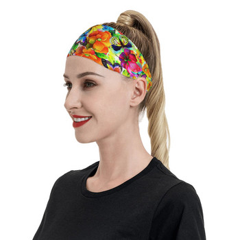 Pretty Butterfly Sports Headband Headwrap Flower Floral Hair Band Workout Tennis Fitness Sweatband Sports Safety for Women