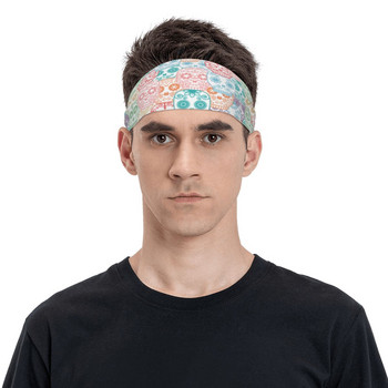 Sugar Skull Sweatband Stretch Workout Sweat Headband for Unisex Mexican Skeleton Head Sweat Bandage Tennis Gym Fitness Hairband