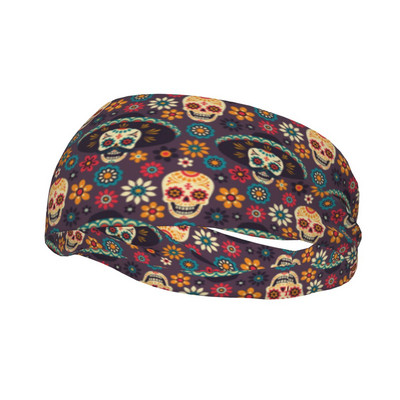 Day Of The Dead Sports Headband Sweat Bandage Sugar Skull Hair Band Fitness Sports Yoga Sweatband Sports Safety for Men