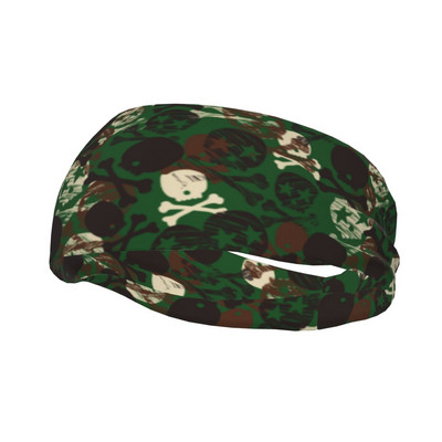 Kamufliažas Star Skull Print Outdoor Sport Prakaito juosta Unisex platus prakaito galvos tvarsčiai Sporto salė Fitneso Joga Plaukų Tvarsčiai Galvos apdangalai Plaukų juosta