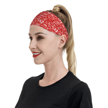 Ροκ Μουσική Πανκ Μοτίβο Φούτερ Stretch Outdoor Sport Sweat Headband Αντιολισθητικοί επίδεσμοι μαλλιών Γυμναστήριο Γυμναστήριο Yoga Hair Sweat Band