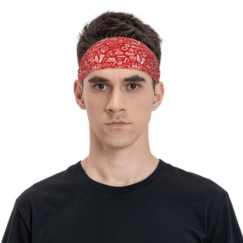 Ροκ Μουσική Πανκ Μοτίβο Φούτερ Stretch Outdoor Sport Sweat Headband Αντιολισθητικοί επίδεσμοι μαλλιών Γυμναστήριο Γυμναστήριο Yoga Hair Sweat Band