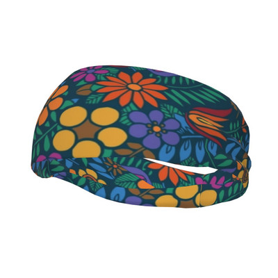 Dar viena gėlių senovinių gėlių galvos juosta Prakaito prausimosi juostelės 80S Retro plaukų juostos Joga Sportinė prakaito juosta Sportinė sauga moterims Vyrams