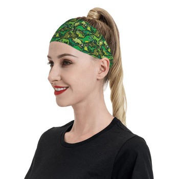 Γελοιογραφία Πράσινος Δεινόσαυρος Αθλητισμός Αθλητικές μπάντες Stretch Sweat Headband Γυμναστήριο Γιόγκα Επιδέσμους μαλλιών Headwrap Sweat Wash Bands