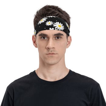 Μπάντα γυμναστικής Daisy Flower για Unisex Soft Sweat Headband Gym Fitness Head Sweat Bandages Headwear Hair Sweat Sweat Band