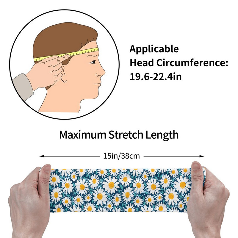 Daisy Flower Headband Headwear Ζάντα για τα μαλλιά Yoga Running Sweatband Αθλητική ασφάλεια για γυναίκες