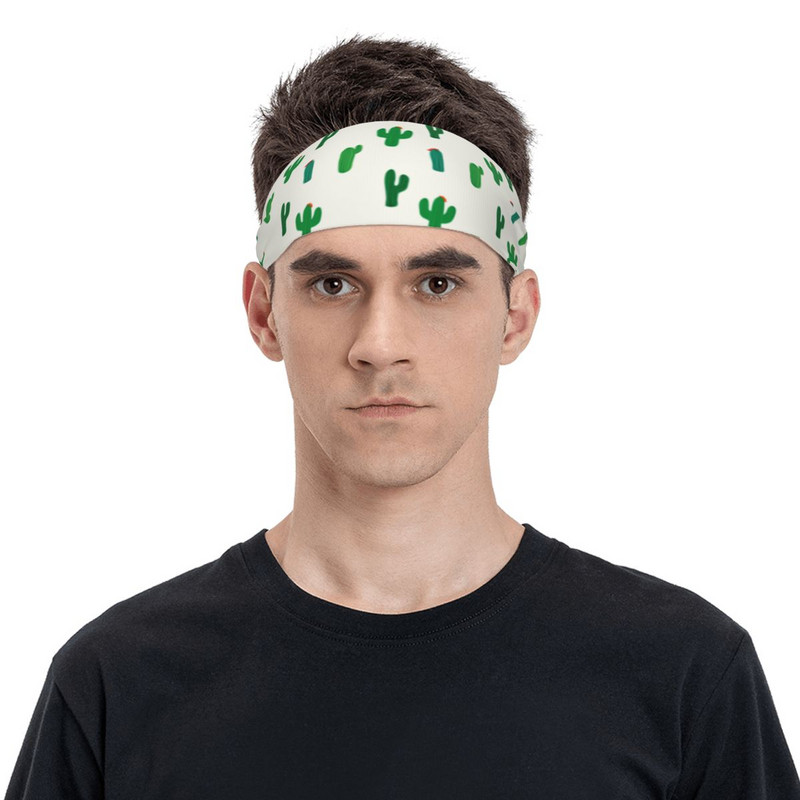 Cactus Sweatband Široke znojne trake za trčanje za žene, muškarce, slatke trake za znoj za glavu, teretana, fitnes, joga, traka za kosu