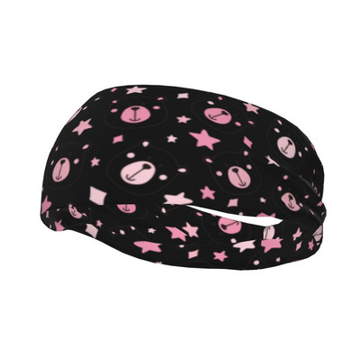 Jauka karikatūra Bear Animal treniņu sviedru lente Unisex platas sviedru galvas saites Jogas volejbola matu pārsējs Galvas ietīšana matu turbāns