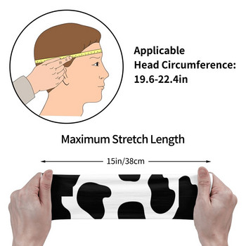Μπάντες προπόνησης Cow Print για Unisex Μαύρες ελαστικές ιδρώτα Headbands Gym Fitness Head Sweat Bandage Headwrap Sweat Wash Bands