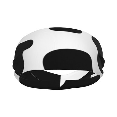 Μπάντες προπόνησης Cow Print για Unisex Μαύρες ελαστικές ιδρώτα Headbands Gym Fitness Head Sweat Bandage Headwrap Sweat Wash Bands