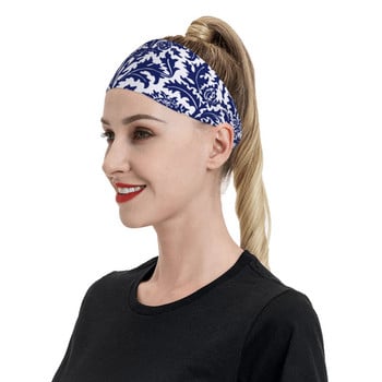 William Morris Sweatband Stretch Bike Cycling Sweat Bands за жени, мъже, неплъзгаща се синя превръзка за коса, джогинг, йога, тюрбан за коса