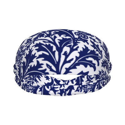 William Morris prakaito juosta Stretch dviračių sportui skirtos prakaito galvos juostos moterims vyrams, neslystančios mėlynos spalvos plaukų tvarsčiai bėgiojant jogos plaukams turbanas