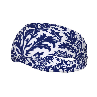 William Morris prakaito juosta Stretch dviračių sportui skirtos prakaito galvos juostos moterims vyrams, neslystančios mėlynos spalvos plaukų tvarsčiai bėgiojant jogos plaukams turbanas