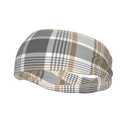 Bandă pentru cap în carouri, auriu, platină, basm, bandă de păr, ciclism, yoga, sport, bandă de transpirație, siguranța sportivă pentru bărbați