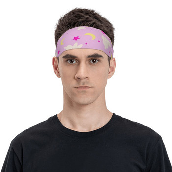 Moon Patern Cute Rabbit Sweatband Elastic Athletic Sweat Headbands for Unisex Headwrap Head Sweat Bandage Yoga Sweat Wash Band