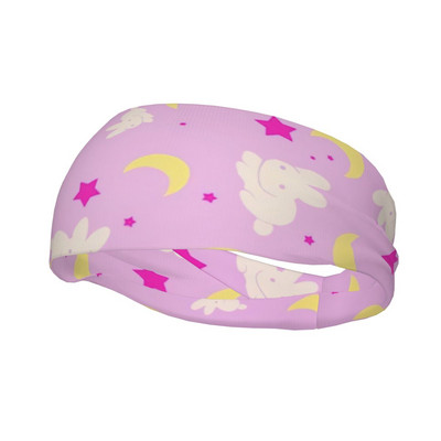 Moon Patern Cute Rabbit Potítko Elastické atletické potné čelenky pre unisex čelenka Headwrap Head Potný obväz Jóga Potný umývací pás