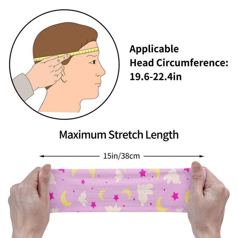Moon Patern Cute Rabbit Potítko Elastické atletické potné čelenky pre unisex čelenka Headwrap Head Potný obväz Jóga Potný umývací pás