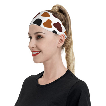 Αφηρημένο ανδρικό ιδρώτα ιδρώτα Headband Elasticity Fitness Τζόκινγκ Τένις Γιόγκα Γυμναστήριο Κορδόνι μαλλιών Cute Cow Print Headwear
