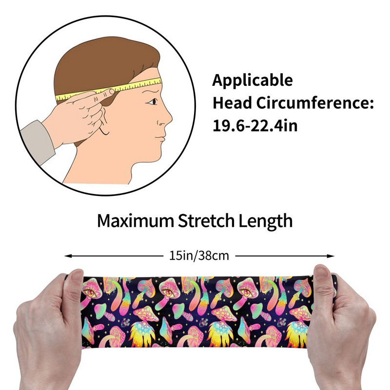 Magic Mushrooms Psychedelic prakaito galvos juosta galvos apdangalas Hippie Boho plaukų juosta dviračių sportui