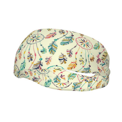 „Boho Dream Catcher Print“ sportinė galvos juosta, prakaituota „Bohemian Hair Band“ dviračių sportinė joga, sportinė juostelė Sportinė sauga moterims, vyrams