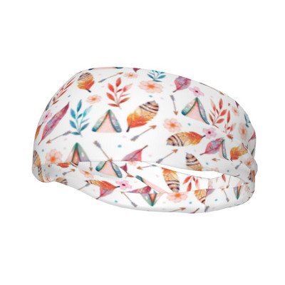 „Boho“ plunksnų rašto prakaito juostos Sportinės saugaus prakaito juostos galvos apdangalai „Bohemian Hair Bandage“ Teniso treniruoklių salė Fitneso plaukų juostelės nuo prakaito