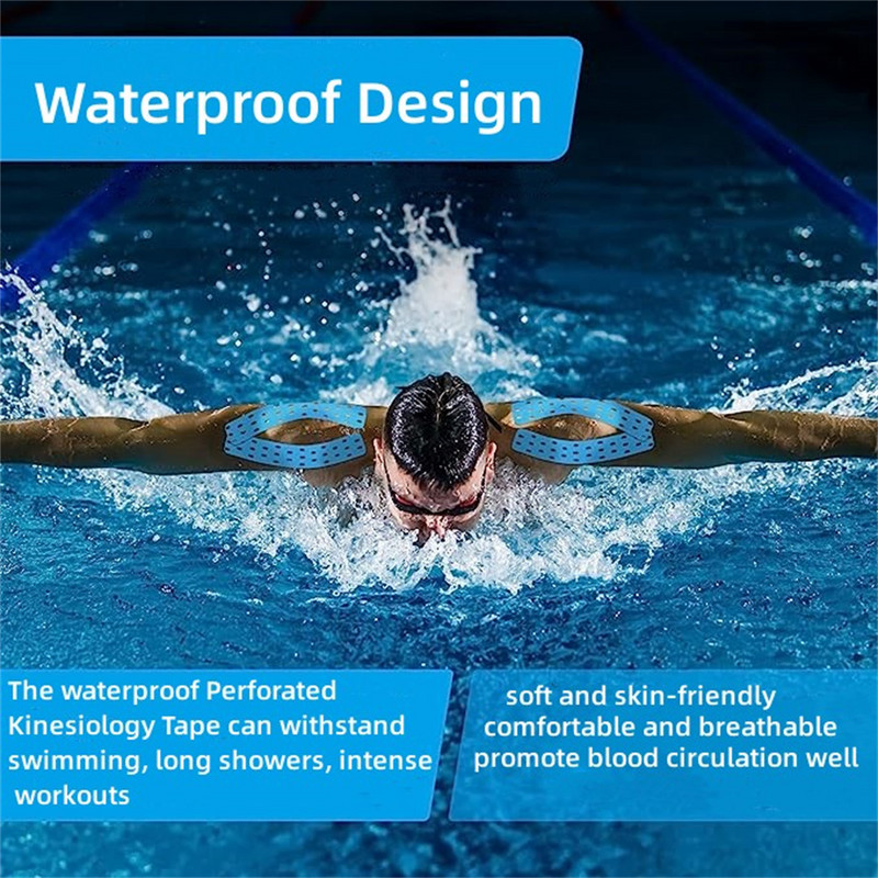5cmx5m perforeeritud kinesioloogiline teip Elastne sportteip lihaste toetamiseks, pingevigastuste korral valu leevendav lateksivaba, hingav