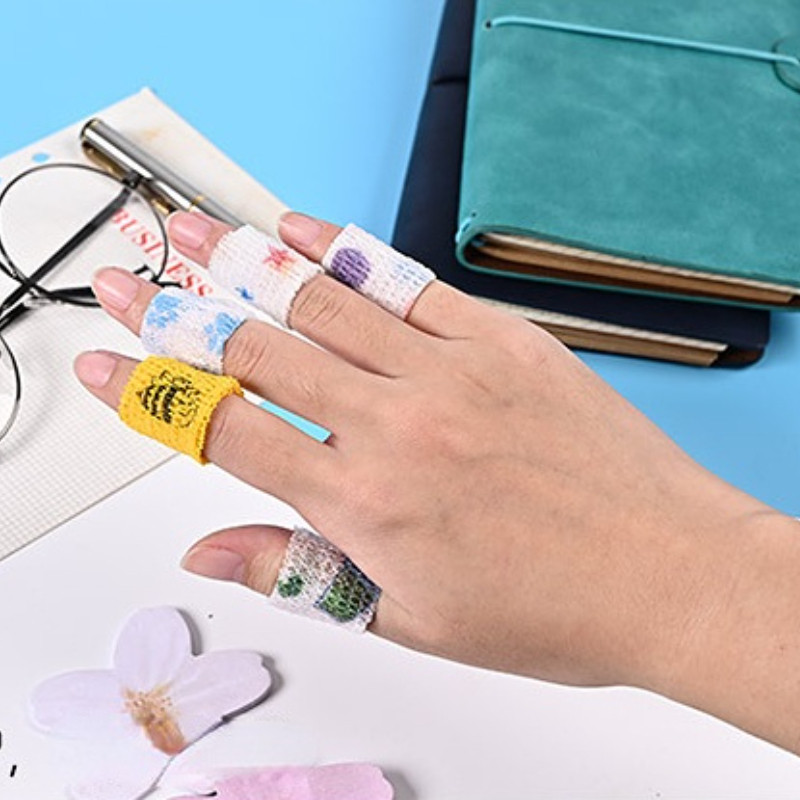 5 tk Sõrmekaitse sideme kirjutamine Prinditud Meditsiiniline isekleepuv side sporditeip mittekootud elastne lemmiklooma tätoveering 4,8m side