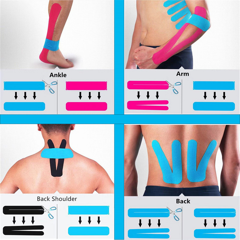 Kinesiology Tape Pro Athletic Sports (20 iš anksto nupjautų juostelių) Neperšlampama elastinga Atletinė juosta raumenų skausmą malšinanti sąnarių atrama