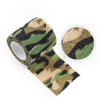1 rulonas 2,5 cm x 4,5 M kamufliažinis elastoplasto lipnus tvarstis, tampri, lipni juosta, skirta sportinei apsaugai kelio piršto kulkšnies