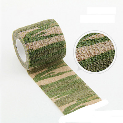 1 rulonas 2,5 cm x 4,5 M kamufliažinis elastoplasto lipnus tvarstis, tampri, lipni juosta, skirta sportinei apsaugai kelio piršto kulkšnies