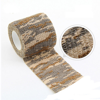 1 rulonas 2,5 cm x 4,5 M kamufliažinis elastoplasto lipnus tvarstis, tampri, lipni juosta, skirta sportinei apsaugai kelio piršto kulkšnies