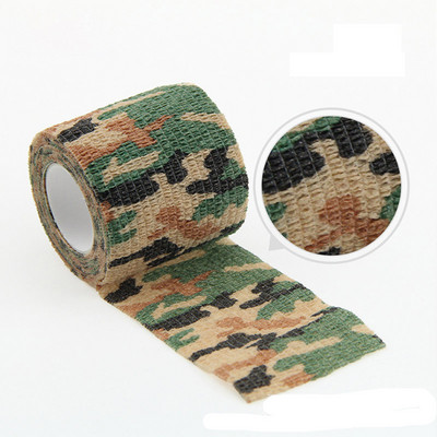 1 rulonas 2,5 cm x 4,5 M kamufliažinis elastoplasto lipnus tvarstis, tampri, lipni juosta, skirta sportinei apsaugai kelio piršto kulkšnies