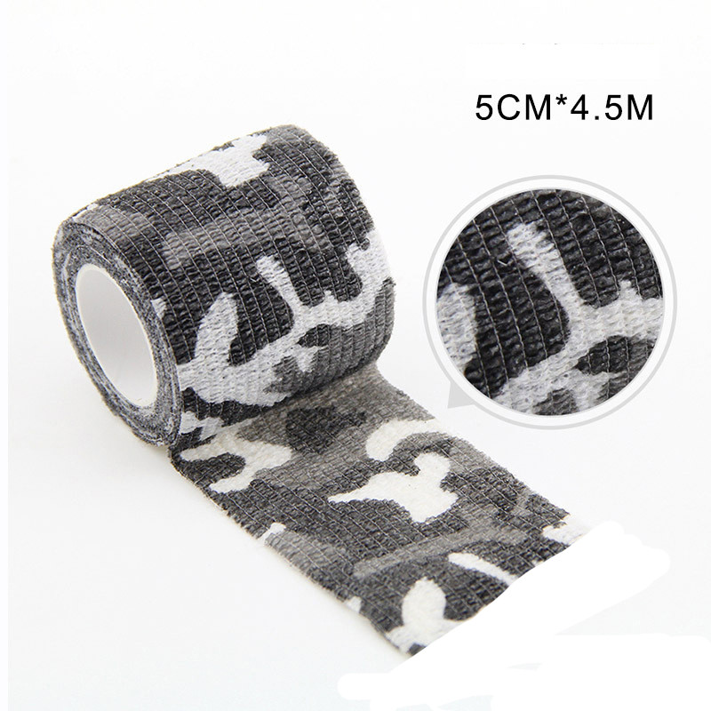 1 rulonas 2,5 cm x 4,5 M kamufliažinis elastoplasto lipnus tvarstis, tampri, lipni juosta, skirta sportinei apsaugai kelio piršto kulkšnies