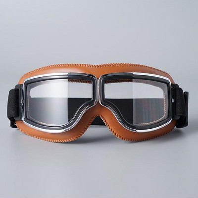 Evomosa II. világháborús Vintage stílusú motoros szemüveg motocross kerékpáros szemüveg barna PU bőr Retro Jet sisak szemüveg