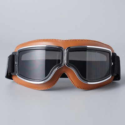 Evomosa II. világháborús Vintage stílusú motoros szemüveg motocross kerékpáros szemüveg barna PU bőr Retro Jet sisak szemüveg