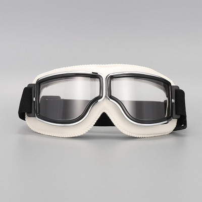 Evomosa II. világháborús Vintage stílusú motoros szemüveg motocross kerékpáros szemüveg barna PU bőr Retro Jet sisak szemüveg