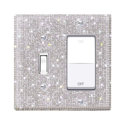 Lülituspaneeli kleebis Rhinestones Pistikupesa Raam Seinaplaadi kate Bling Pistik Pistikupesa Glitter Crystal Kodukaunistus Elutuba