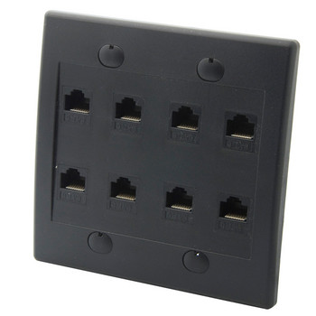 Черен цвят 1, 2, 3, 4, 6, 8, 12 порта CAT6 RJ45 мрежова стенна плоча със заден конектор от женски към женски