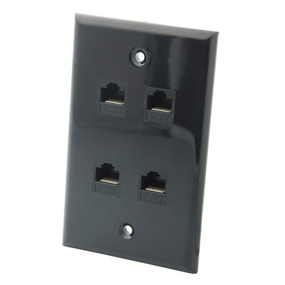 Must värv 1, 2, 3, 4, 6, 8, 12 pordiga CAT6 RJ45 võrgu seinaplaat tagakülje nais- ja naisühendusega