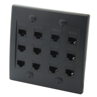 Must värv 1, 2, 3, 4, 6, 8, 12 pordiga CAT6 RJ45 võrgu seinaplaat tagakülje nais- ja naisühendusega